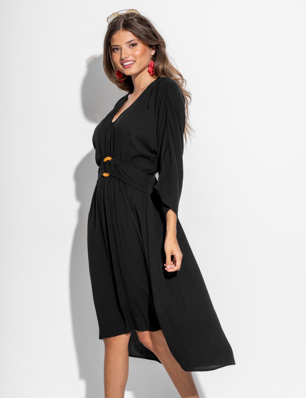 Crinkle V-Neck Beach Cover Up Kaftan 3 of 6