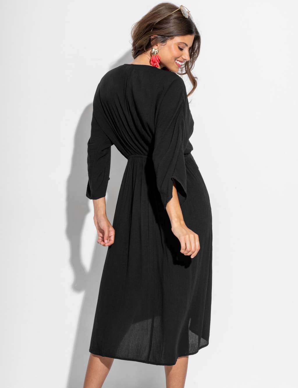 Crinkle V-Neck Beach Cover Up Kaftan 4 of 6