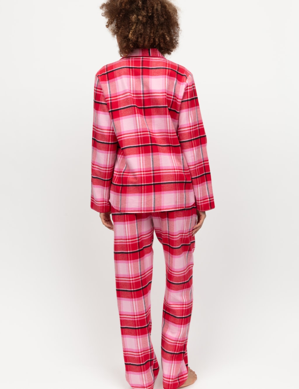 Womens Family Pure Cotton Checked Print Pyjama Set Cyberjammies M S