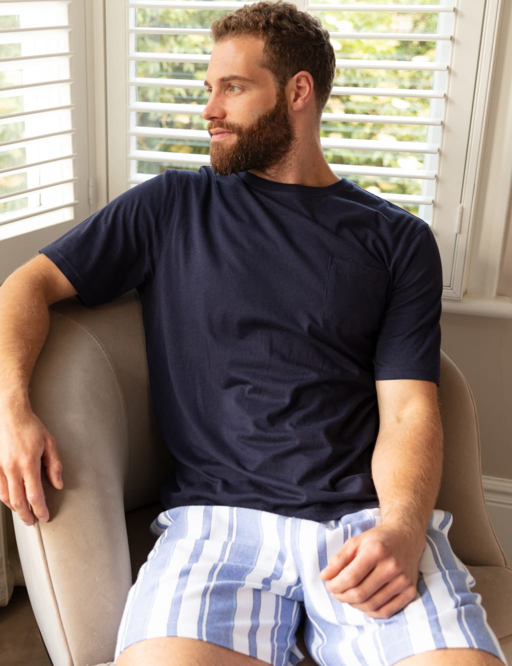 Pure Cotton Striped Pyjama Shorts Cyberjammies M S
