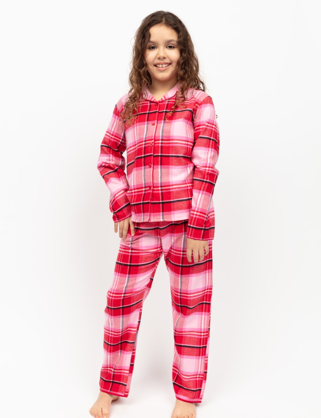 Kid s Family Pure Cotton Checked Pyjamas Cyberjammies M S