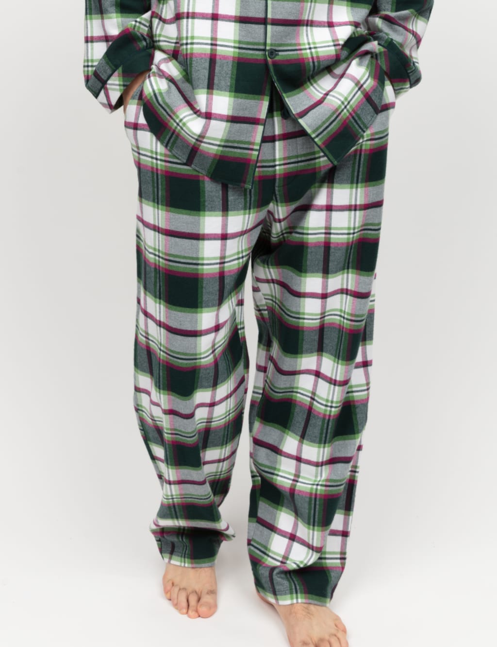 Men s Family Pure Cotton Checked Pyjama Bottoms Cyberjammies M S