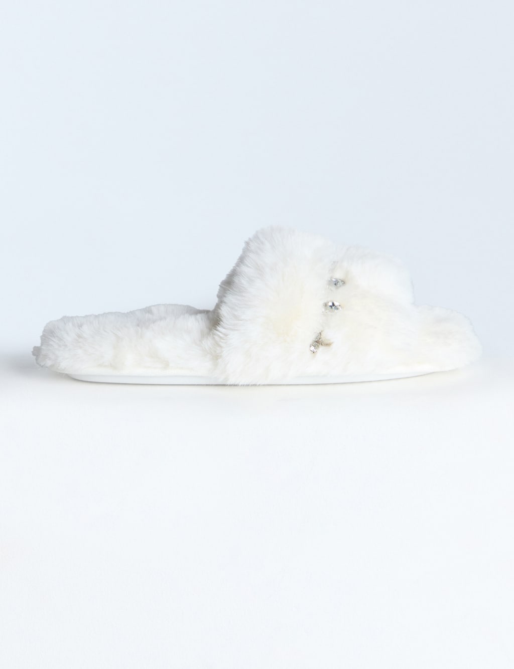 Faux Fur Embellished Flat Sliders 2 of 6