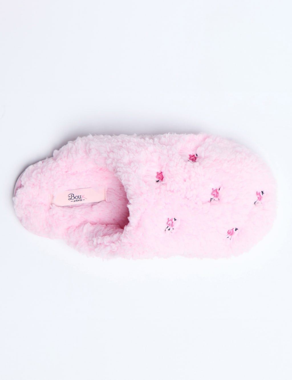 Faux Fur Floral Embroidered Mule Slippers 3 of 6