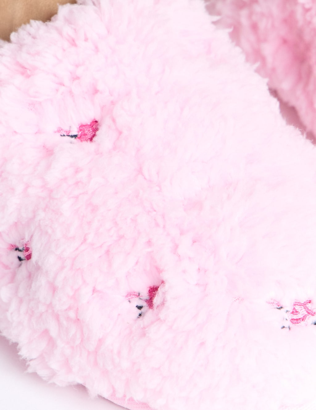 Faux Fur Floral Embroidered Mule Slippers 5 of 6
