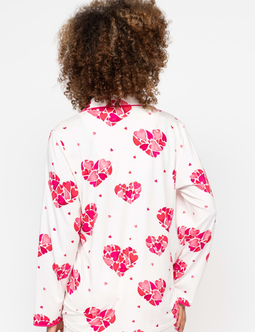 Jersey Heart Print Revere Pyjama Top 4 of 4