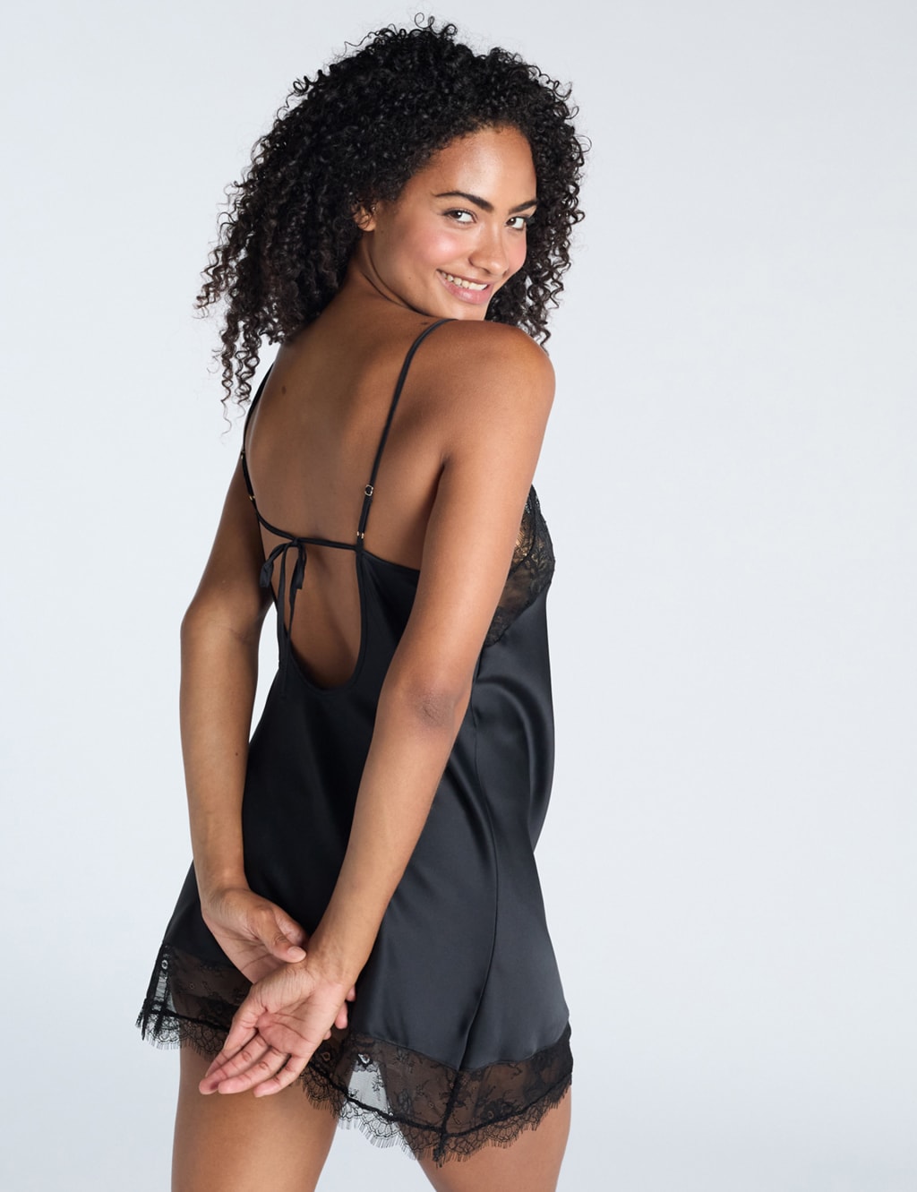 Luxe Satin Lace Trim Chemise 3 of 4