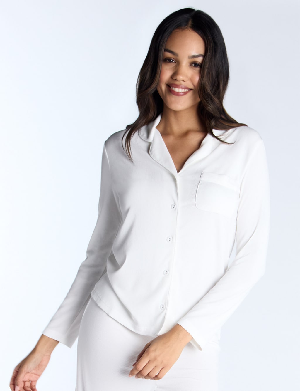 Modal Ribbed Pyjama Top 1 of 6