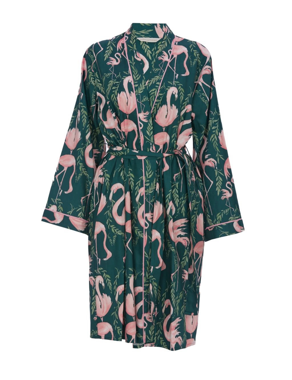 Cotton Modal Flamingo Print Dressing Gown 2 of 3
