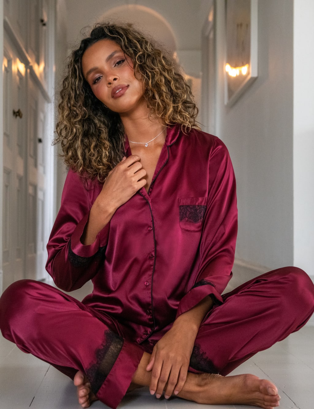 Satin Lace Pyjama Set 5 of 8