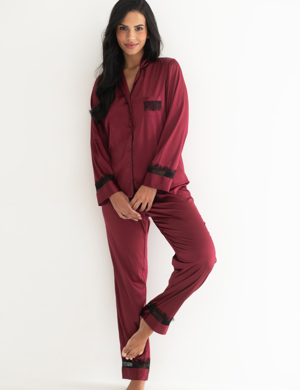 Satin Lace Pyjama Set 7 of 8