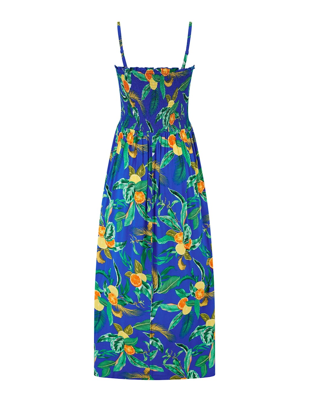 Printed Strapless Shirred Maxi Beach Dress 7 of 7