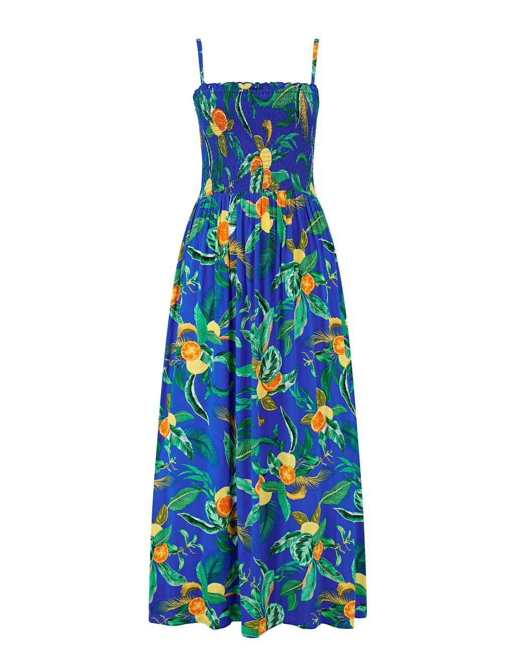 Printed Strapless Shirred Maxi Beach Dress 2 of 7