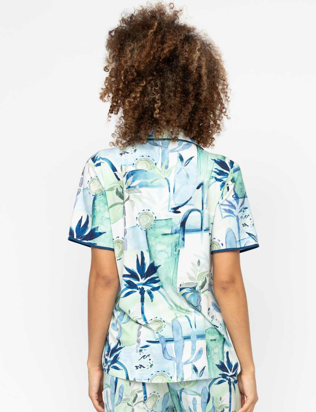 Cotton Modal Watercolour Print Pyjama Top 4 of 4
