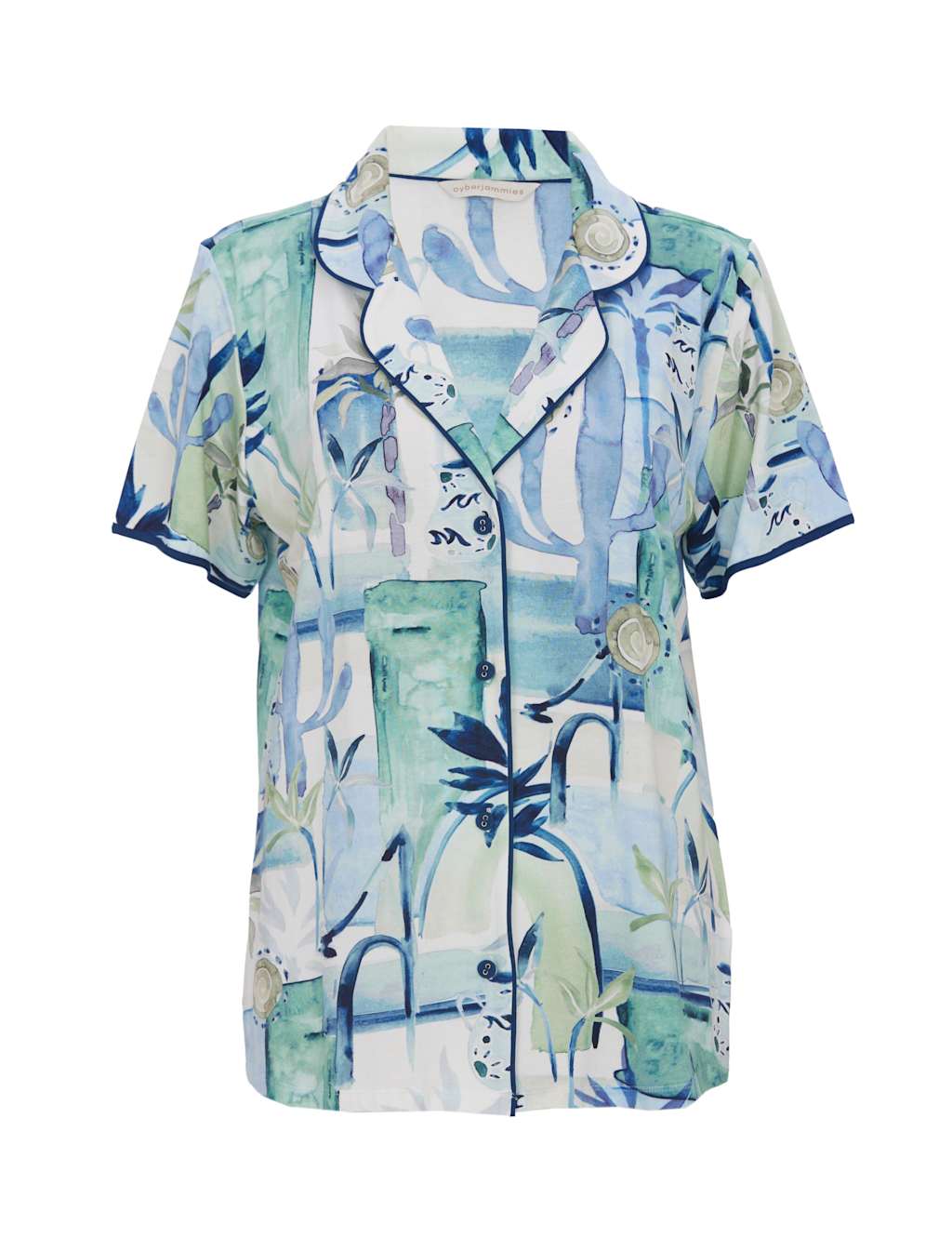 Cotton Modal Watercolour Print Pyjama Top 2 of 4