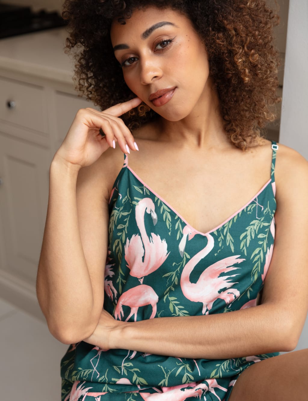 Cotton Modal Flamingo Cami Top 3 of 4