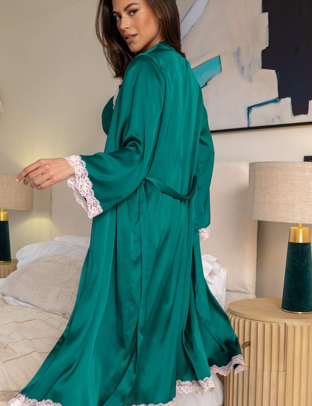 Satin & Lace Wide Sleeve Robe 3 of 9