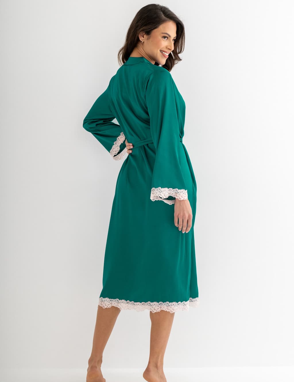 Satin & Lace Wide Sleeve Robe 4 of 9