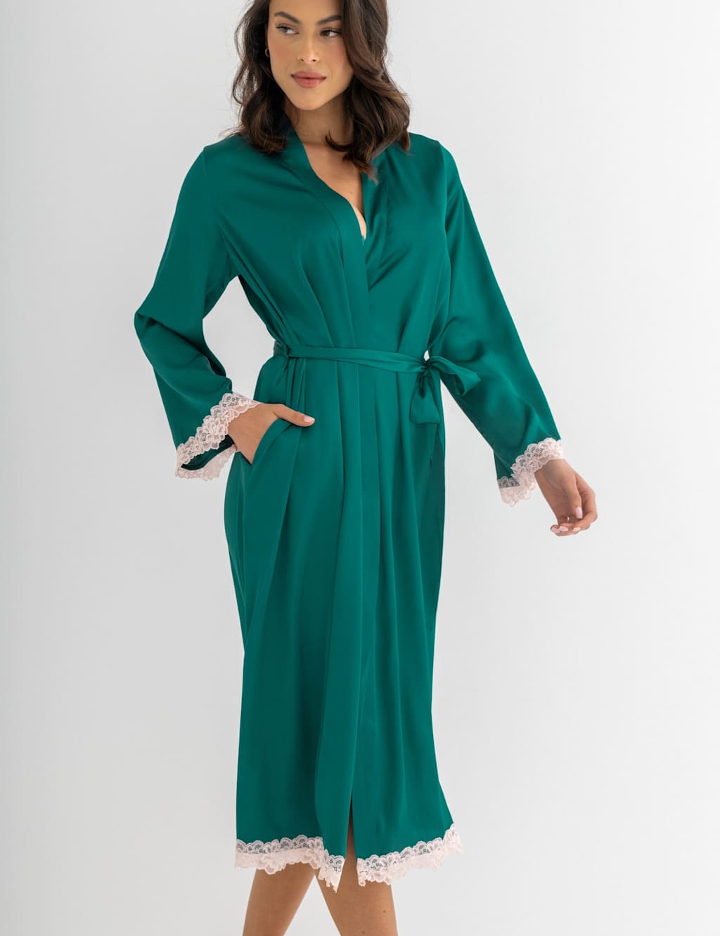 Satin & Lace Wide Sleeve Robe 5 of 9