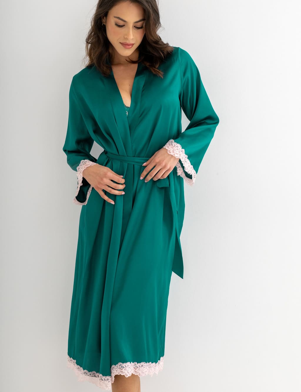 Satin & Lace Wide Sleeve Robe 6 of 9