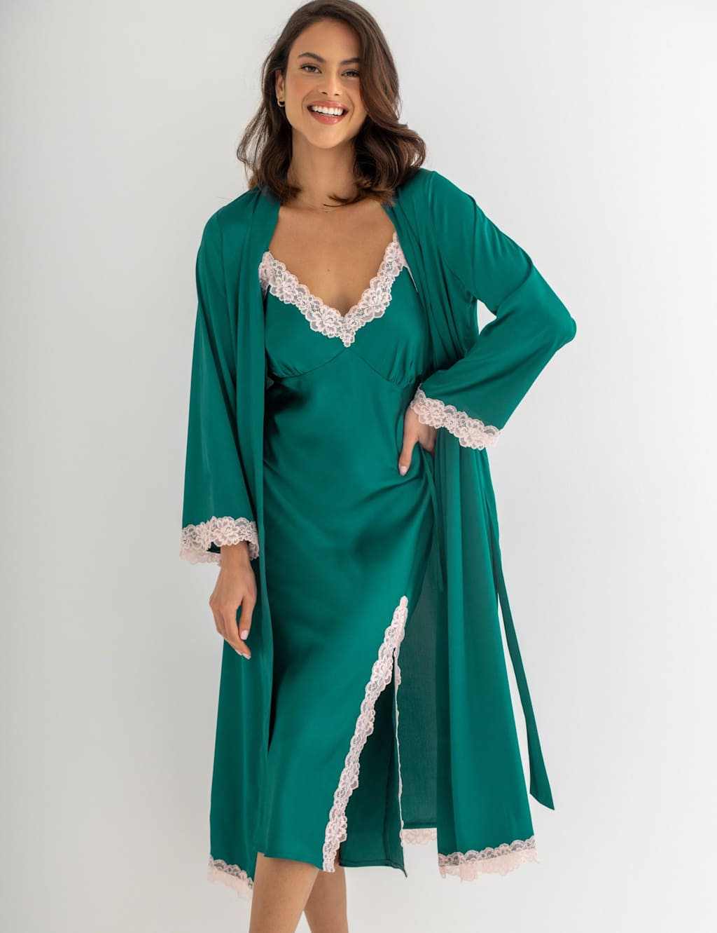 Satin & Lace Wide Sleeve Robe 7 of 9
