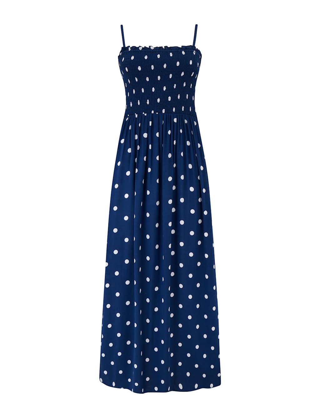 Polka Dot Maxi Shirred Beach Dress 2 of 6