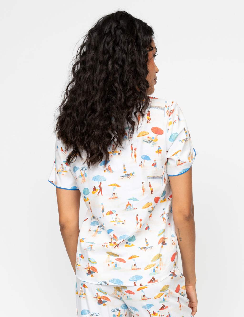 Cotton Modal Beach Print Pyjama Top 3 of 3
