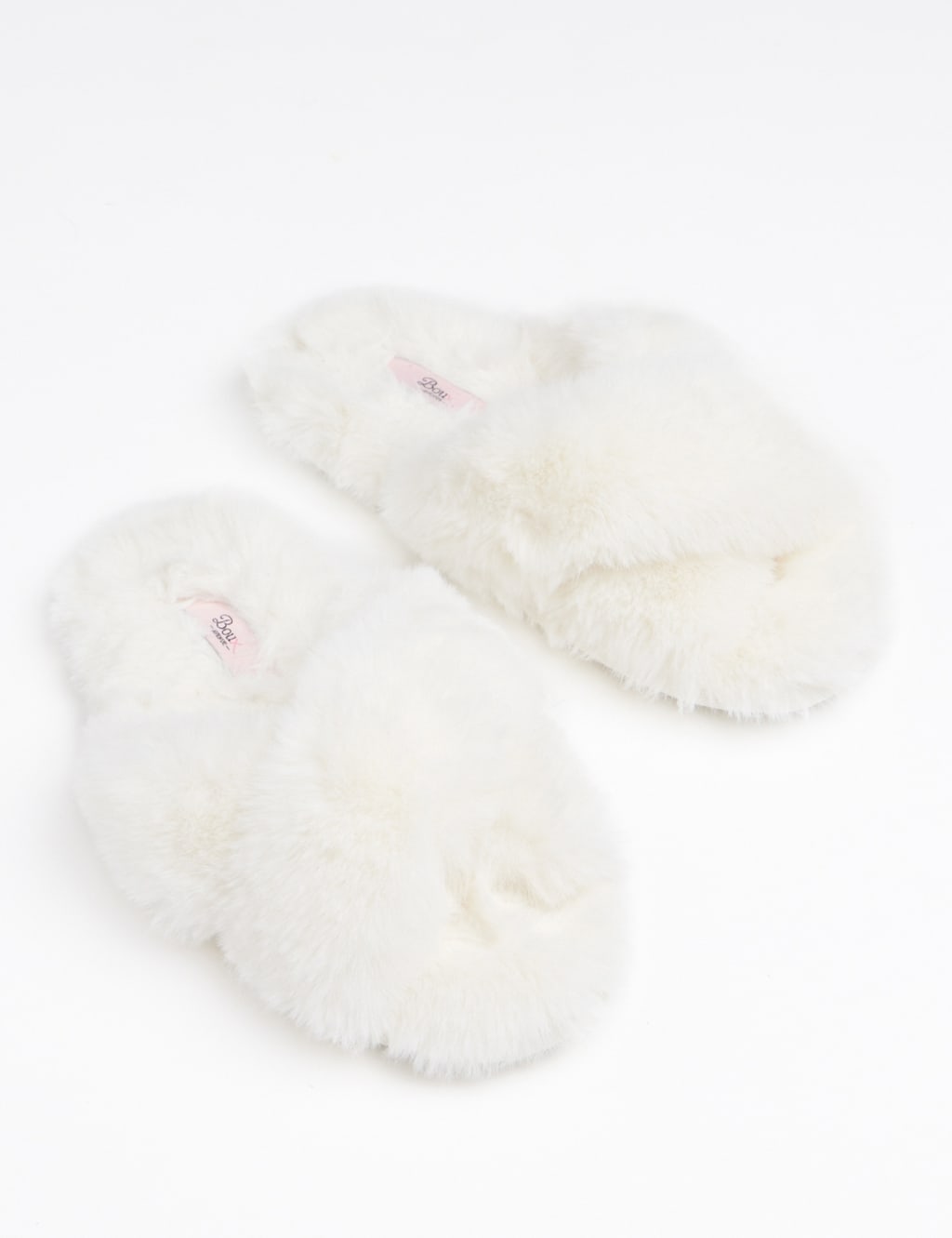 Faux Fur Crossover Slider Slippers 2 of 4