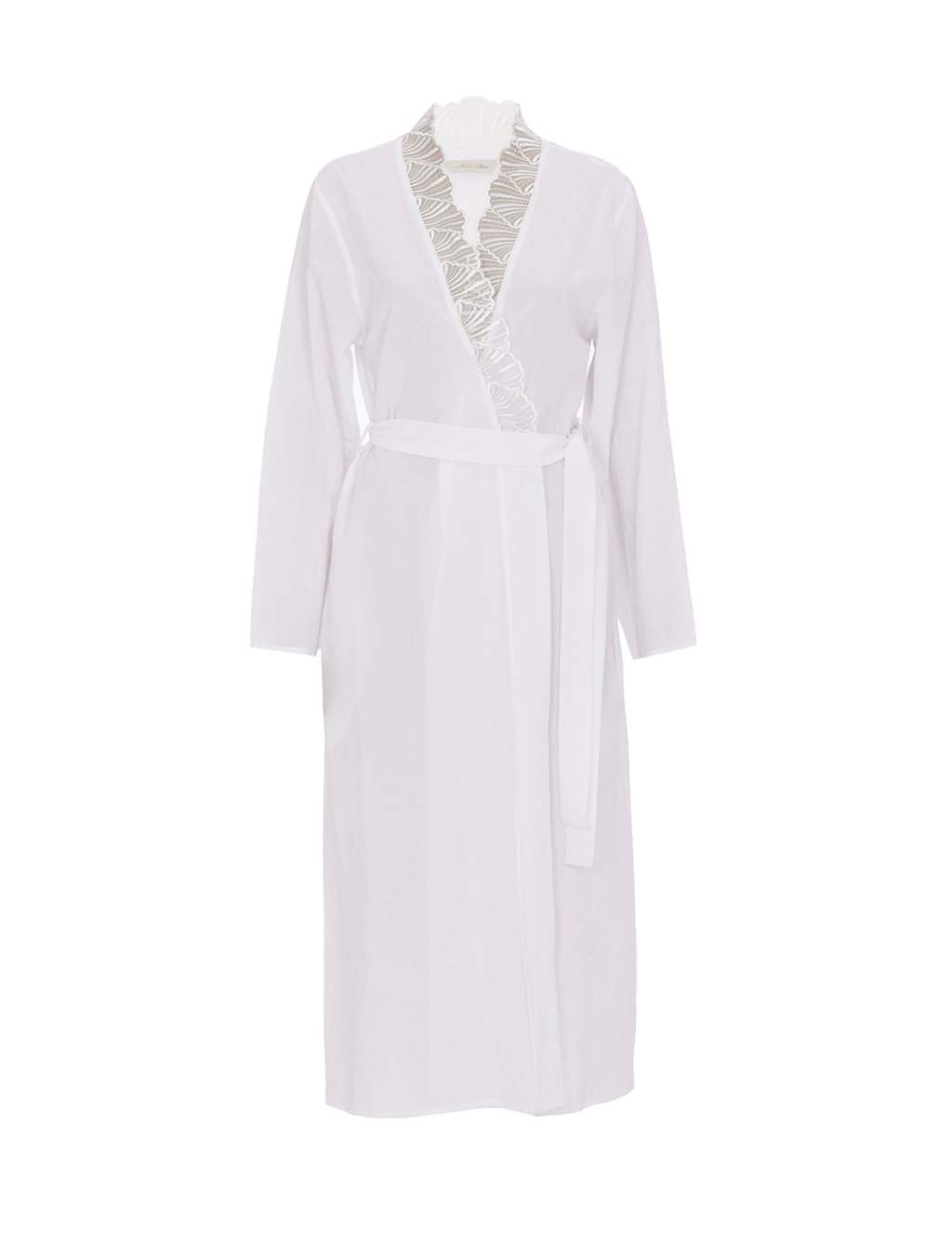 Pure Cotton Seersucker Lace Trim Dressing Gown 2 of 4