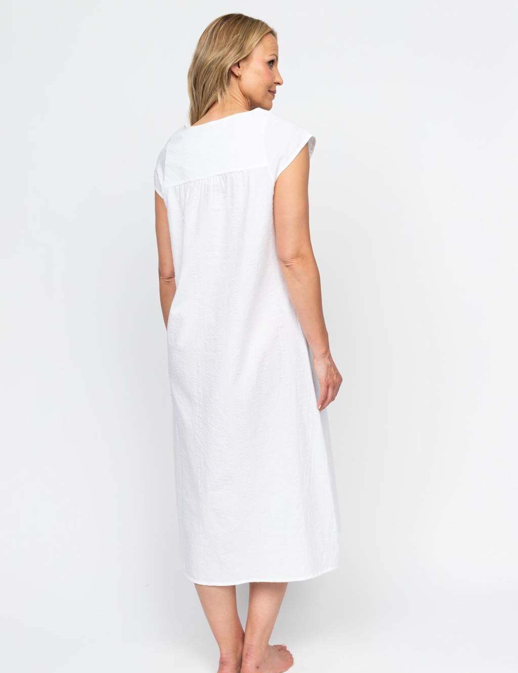 Pure Cotton Seersucker Lace Trim Nightdress 3 of 4
