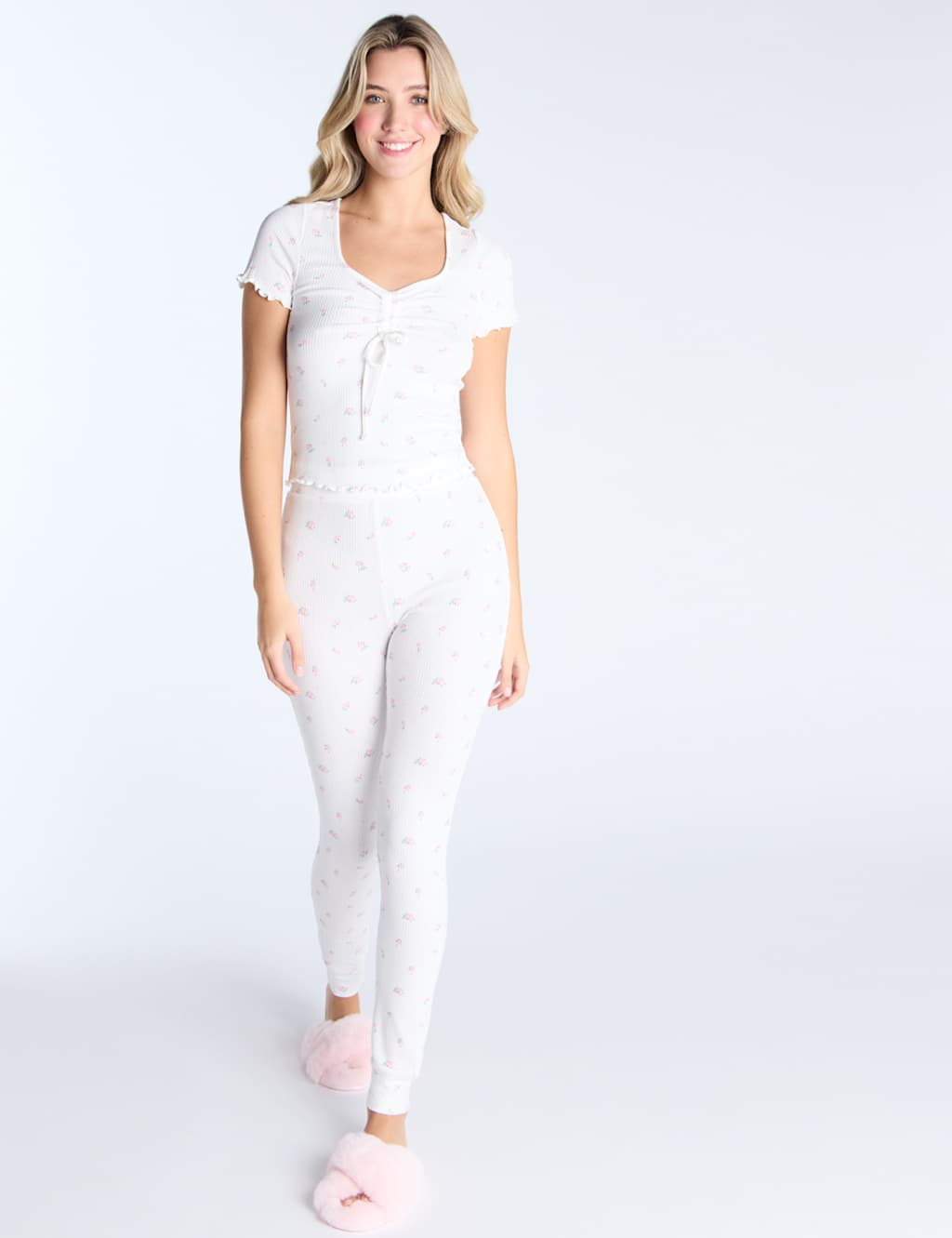 Ribbed Ditsy Floral Pyjama Set 2 of 5