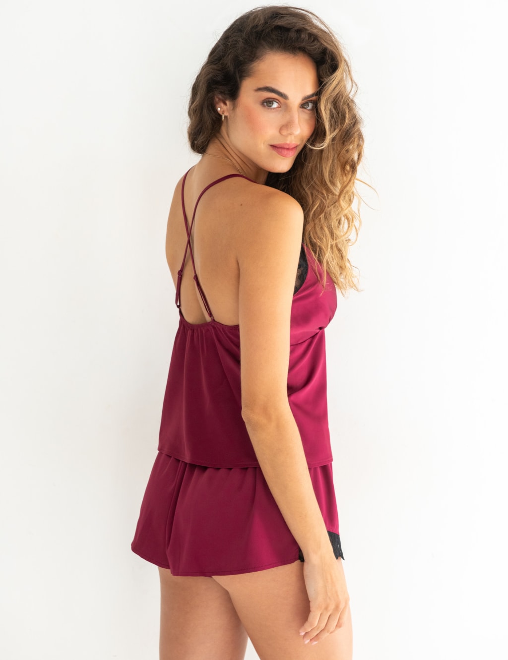 Dusk Satin Lace Trim Cami Shortie Set 8 of 9