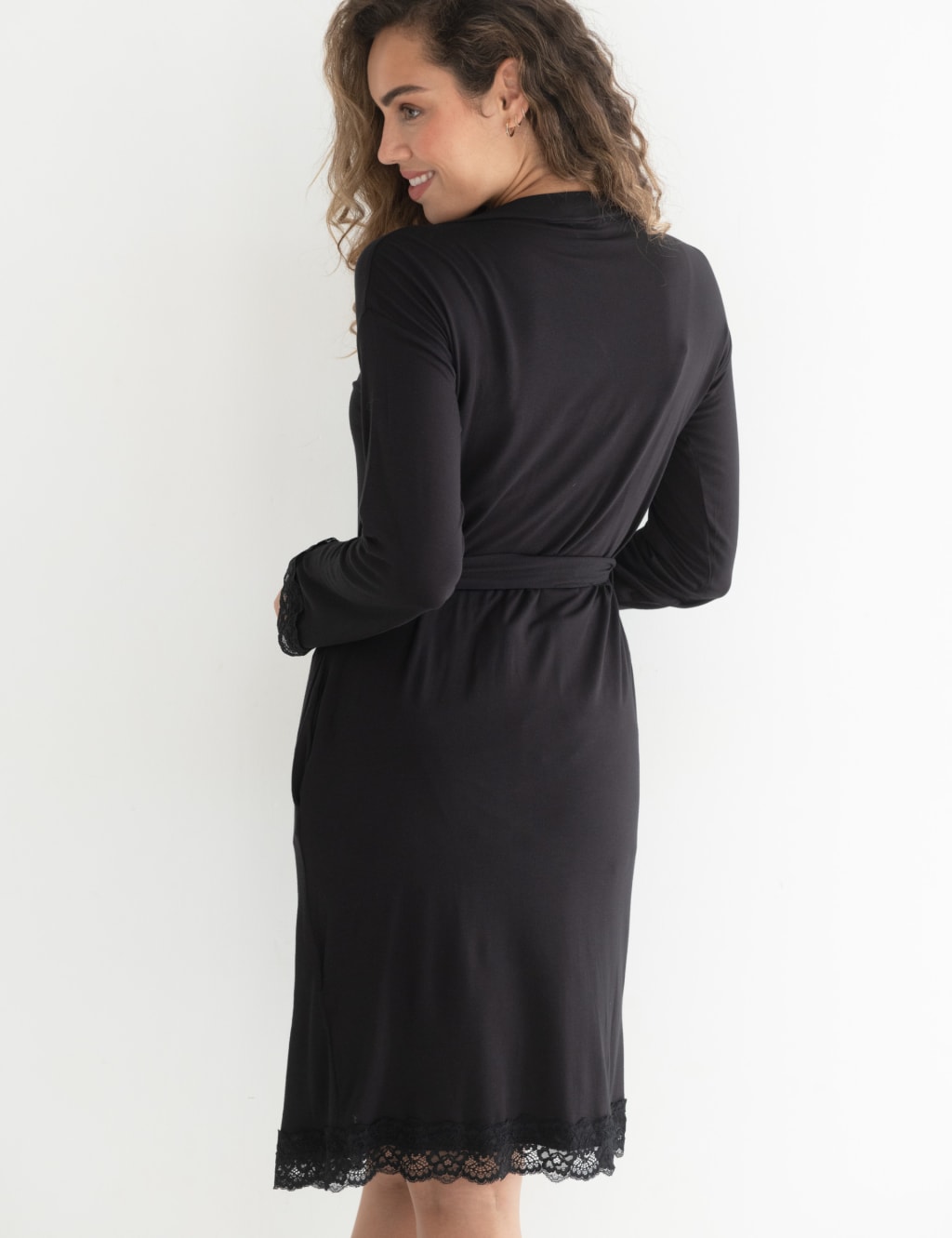 Sofa Loves Lace Jersey Wrap Dressing Gown 5 of 7