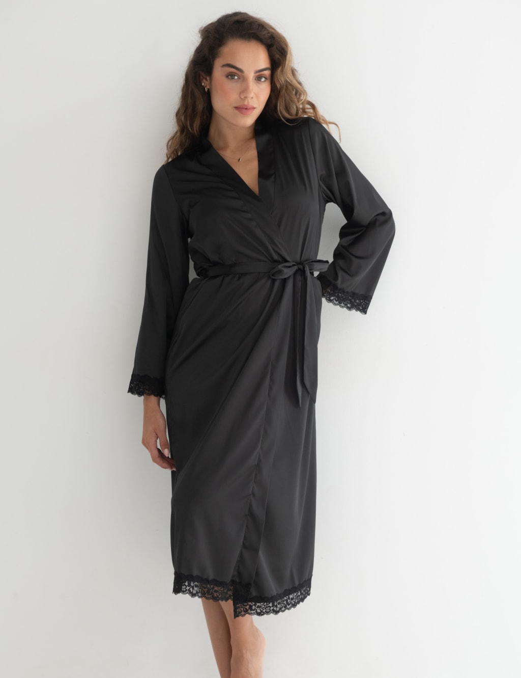 Dusk Satin Kimono Dressing Gown