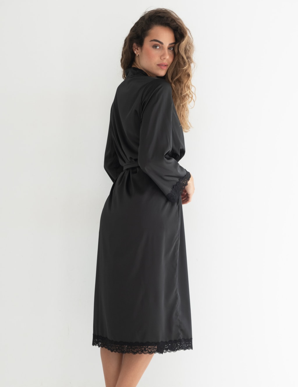 Satin kimono dressing gown deals
