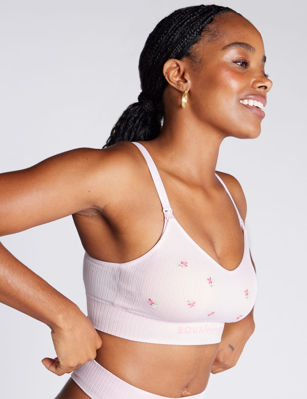 Floral Ribbed Non Wired Nursing Bralette 2 of 6