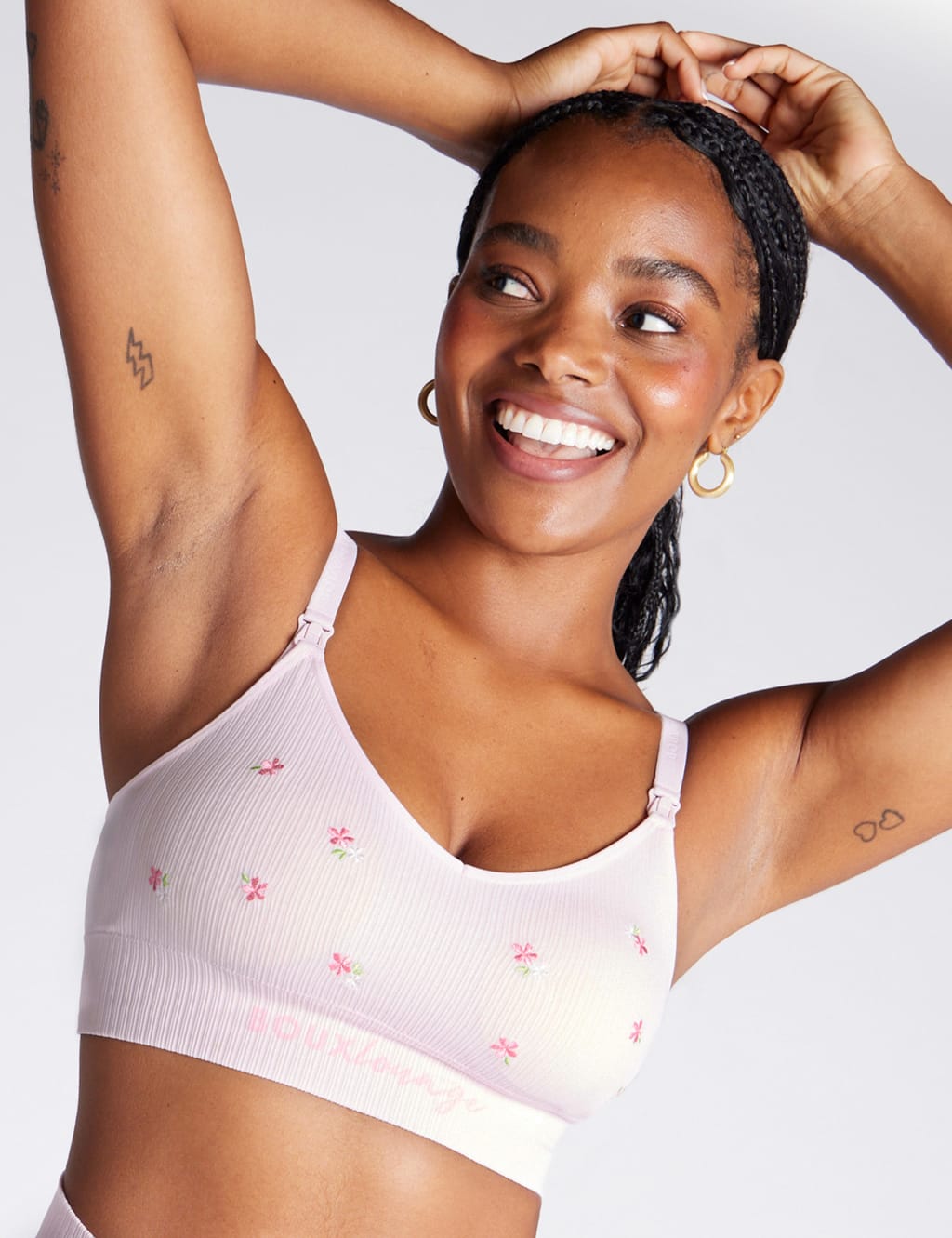 Floral Ribbed Non Wired Nursing Bralette 5 of 6