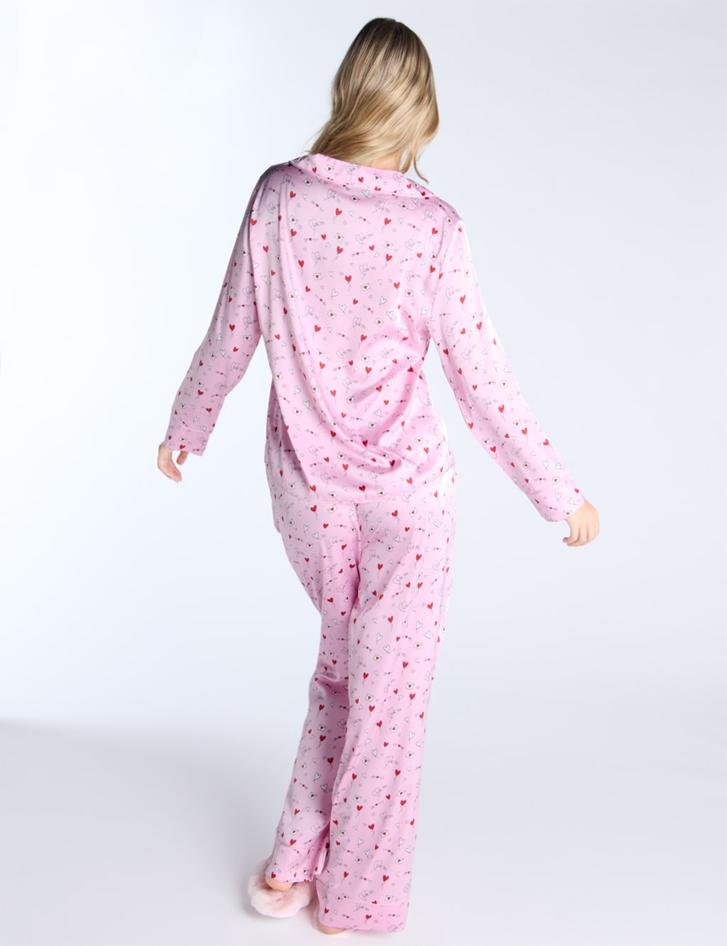 Luxe Satin Heart Print Pyjama Set 2 of 5