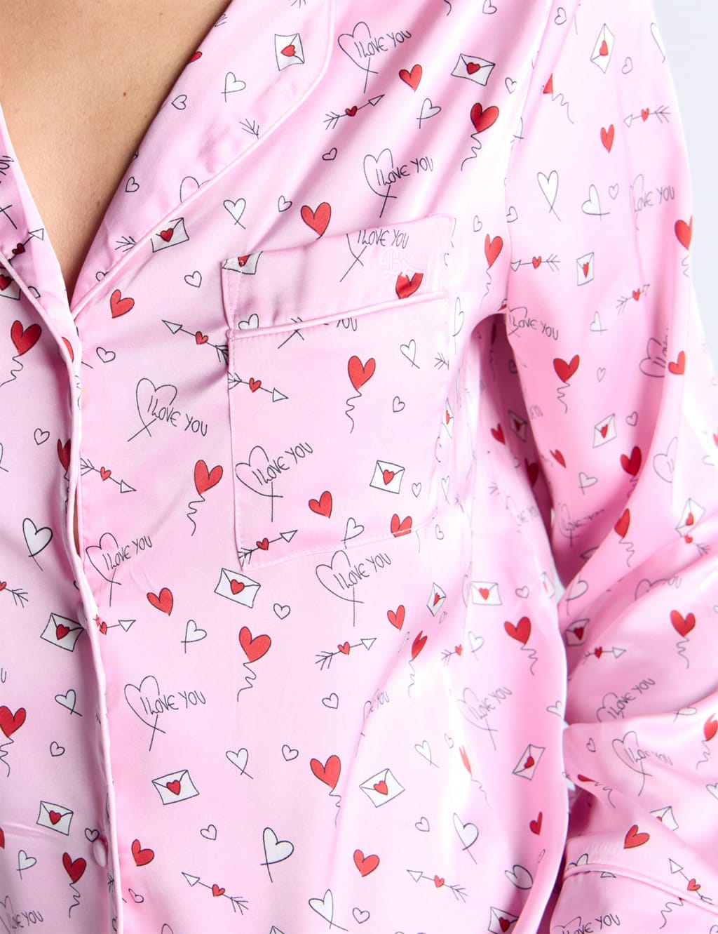 Luxe Satin Heart Print Pyjama Set 5 of 5