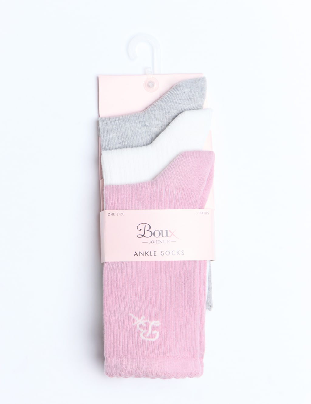 3pk Cotton Rich Ribbed Ankle Socks 5 of 5