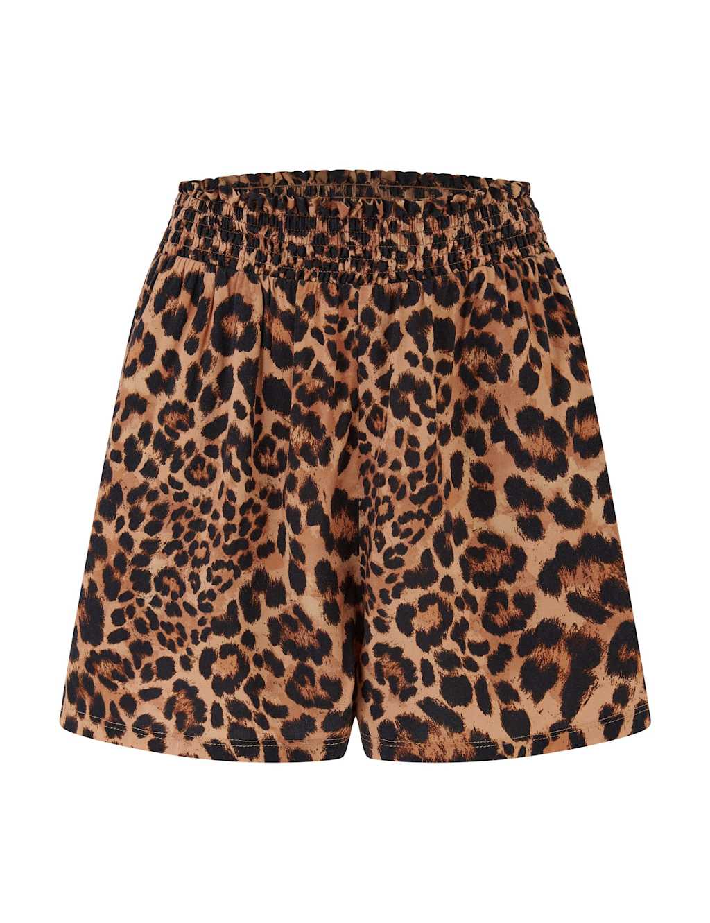 Animal Print High Waisted Shirred Beach Shorts 2 of 6