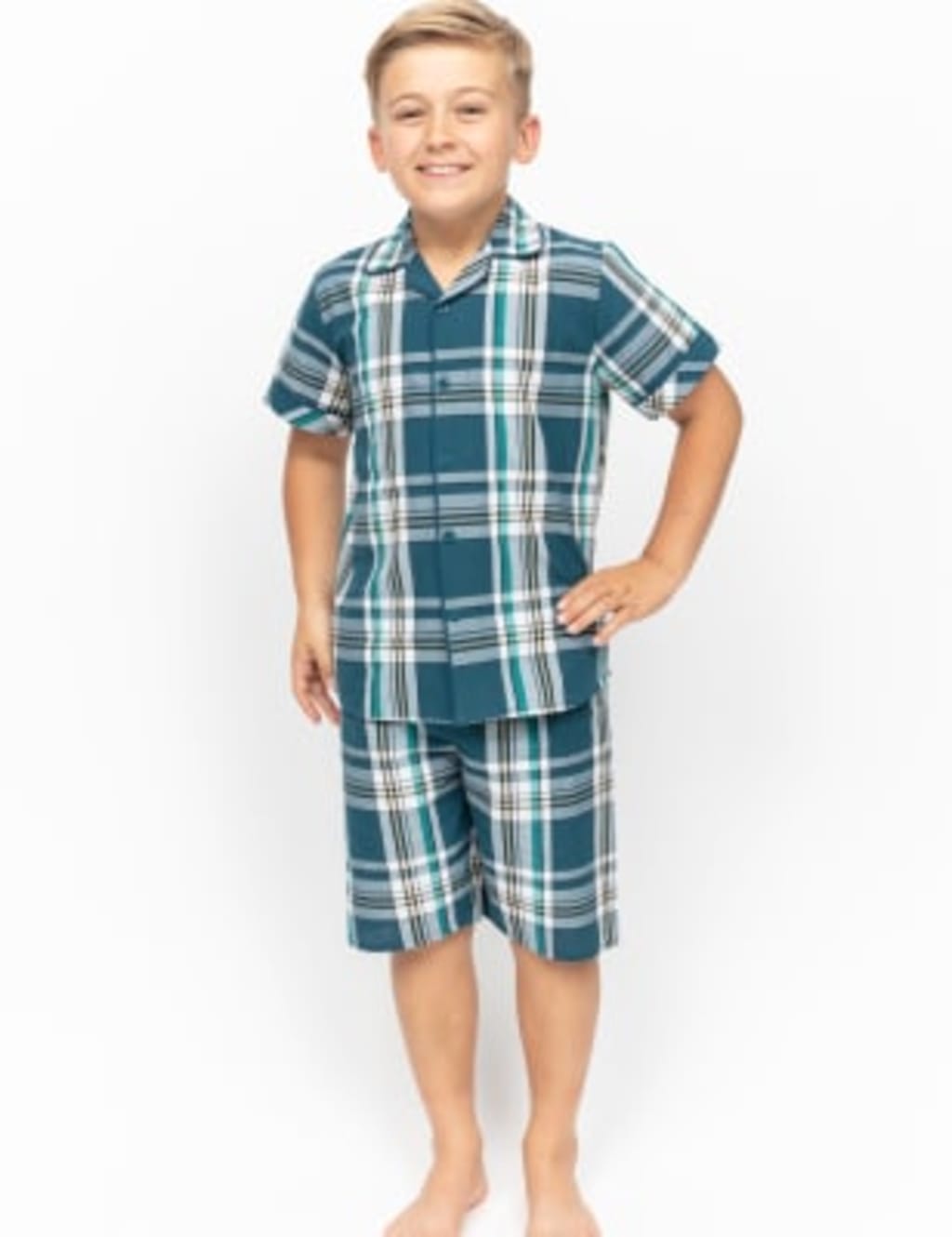 Pure Cotton Checked Pyjamas (2-13 Yrs) 1 of 3