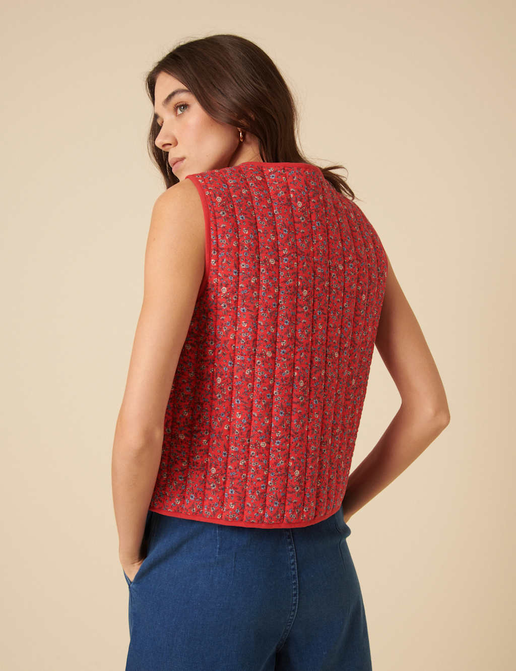 Pure Cotton Floral Quilted Waistcoat 3 of 5