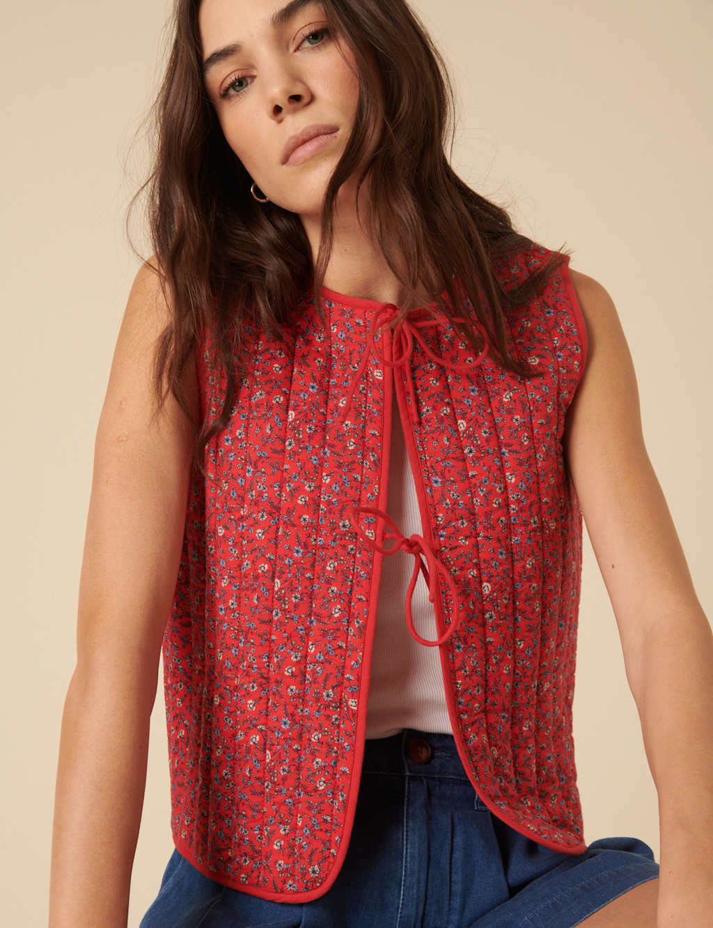 Pure Cotton Floral Quilted Waistcoat 5 of 5