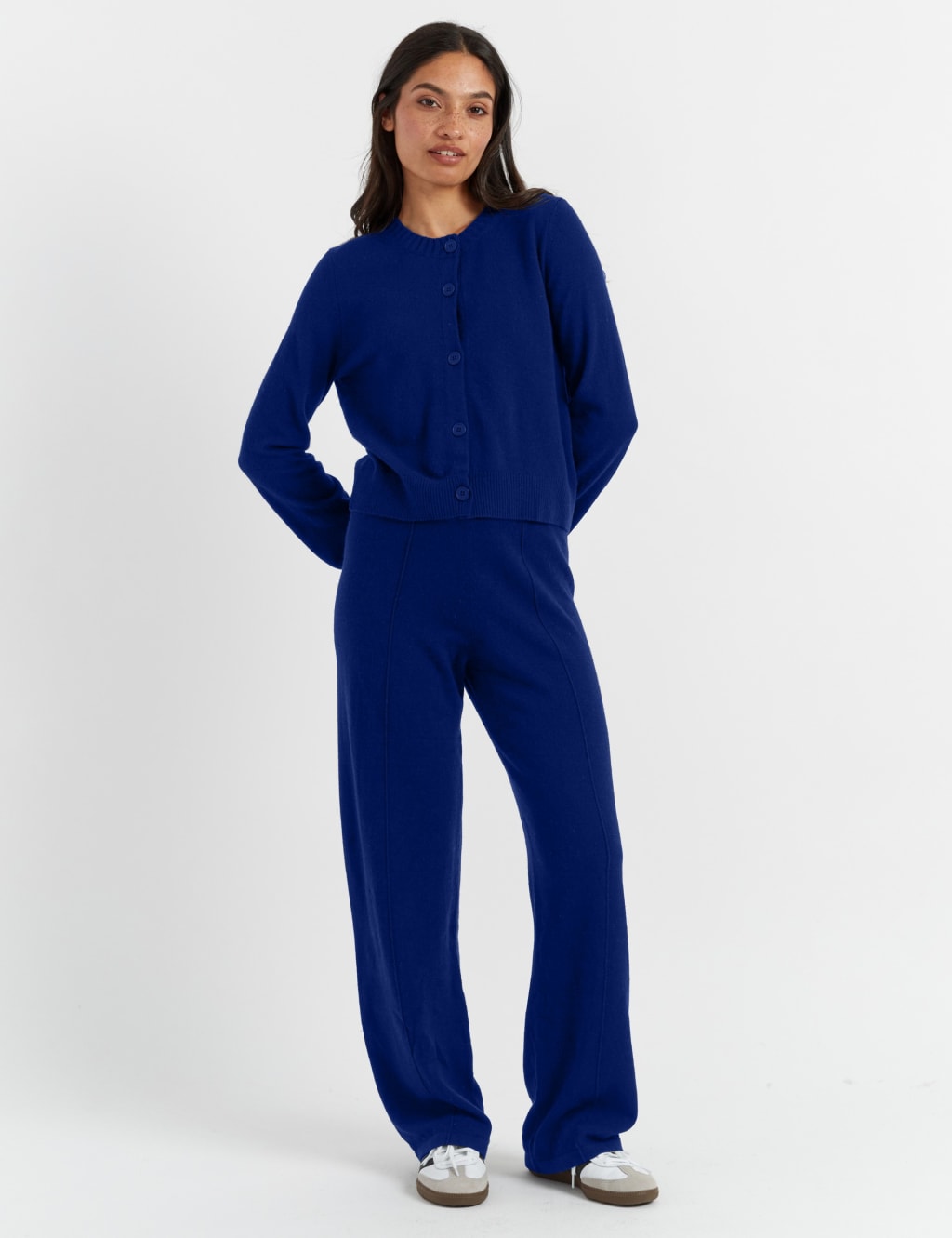 Wool Rich Wide Leg Relaxed Joggers with Cashmere 1 of 4