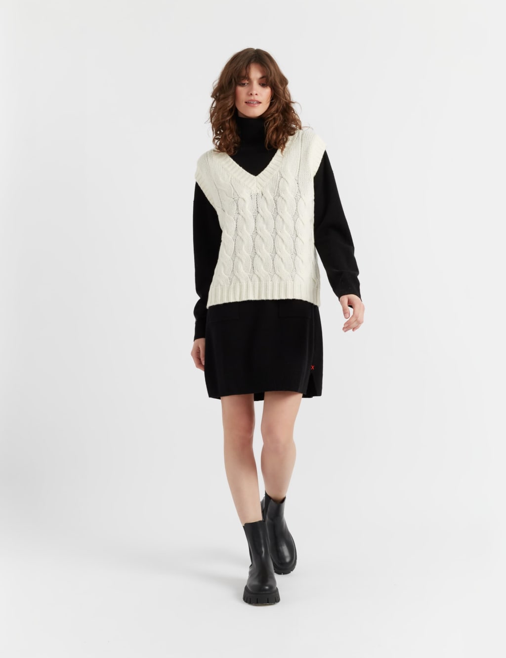 Wool Rich Knitted Roll Neck Mini Dress with Cashmere 4 of 6