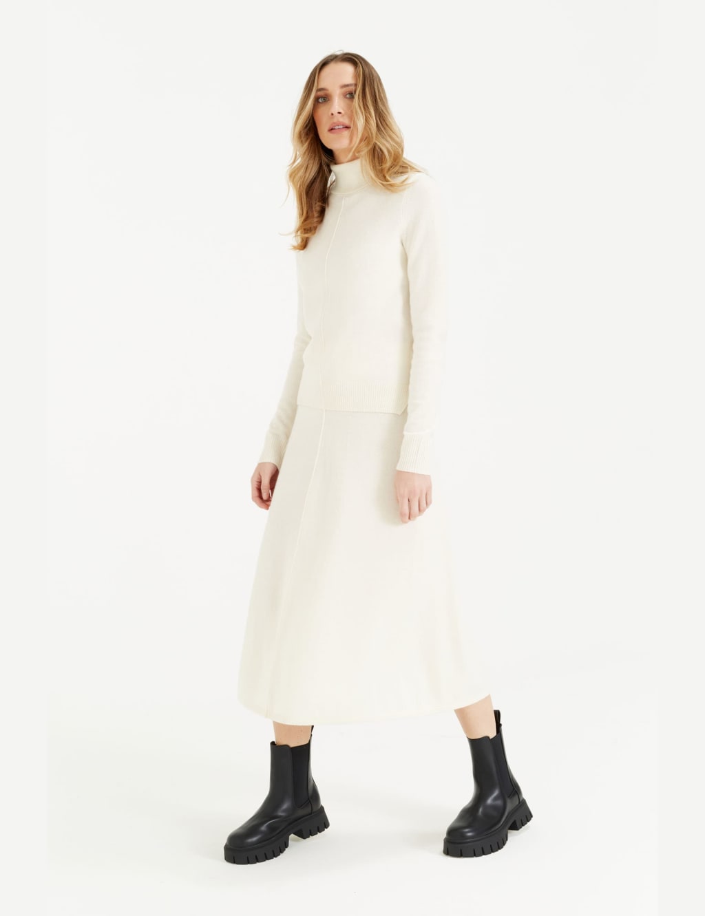 Midi A-Line Skirt with Cashmere 2 of 3
