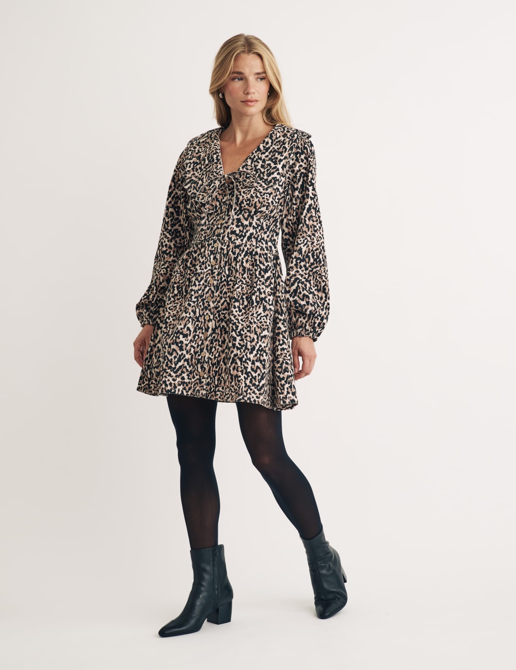 Denim Animal Print V Neck Mini Waisted Dress Nobody s Child M S