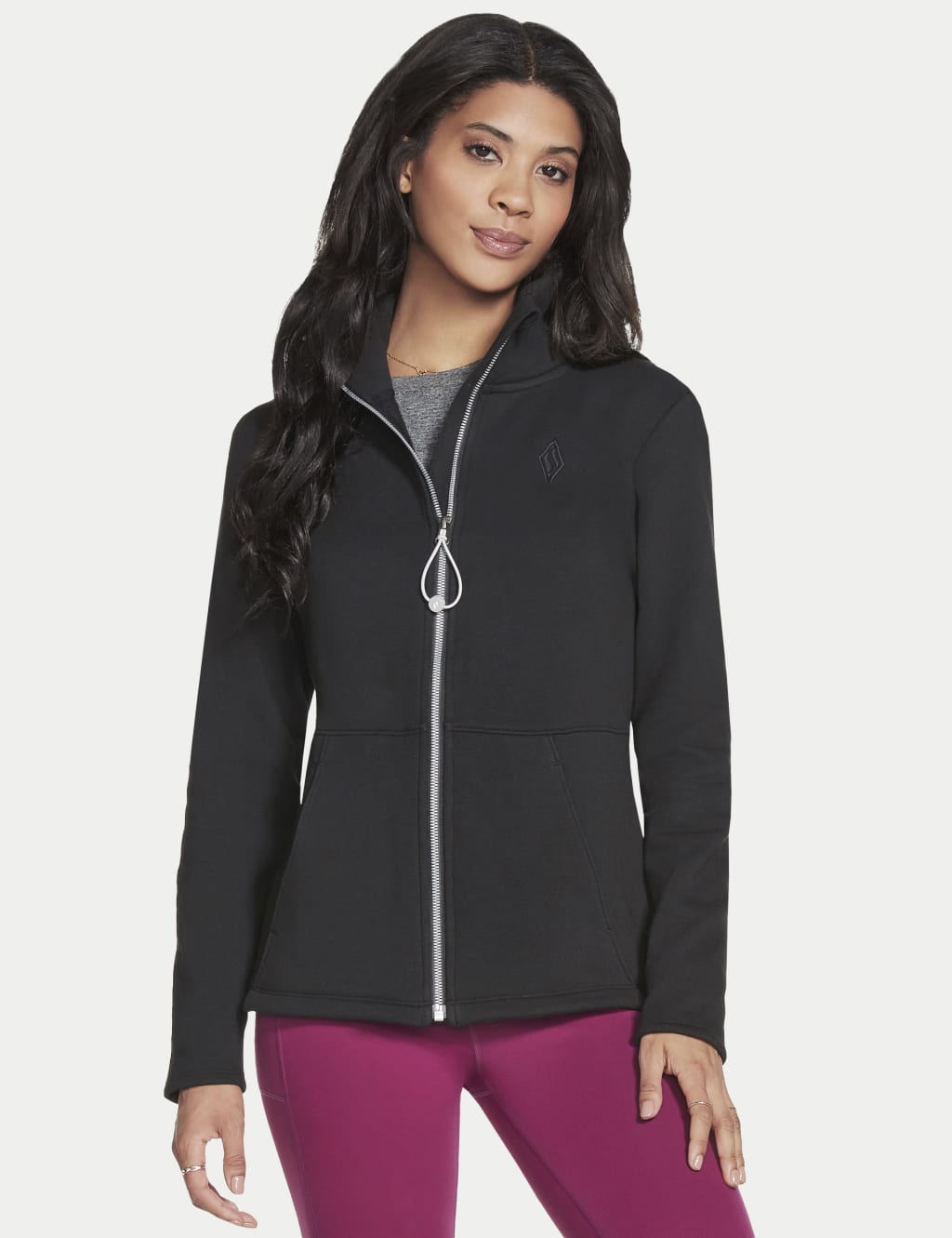 Cotton Blend Embroidered Funnel Neck Jacket