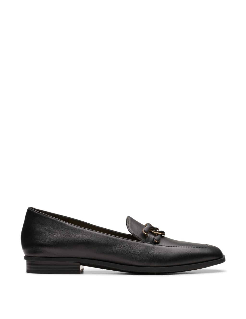Wide Fit Leather Chain Detail Flat Loafers Clarks M S
